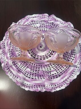 Vintage 1930’s Hazel Atlas Sherbet Glasses set of 2. Pink Depression Glass.